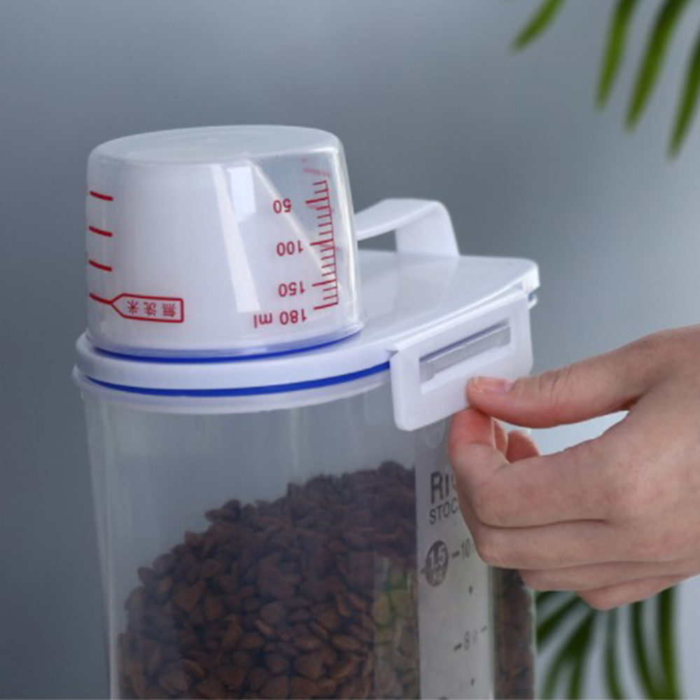 Boîte à nourriture pour chiens, seau de rangement scellé, rangement des aliments pour chats, petits trous en plastique pour les vider facilement du réservoir de stockage